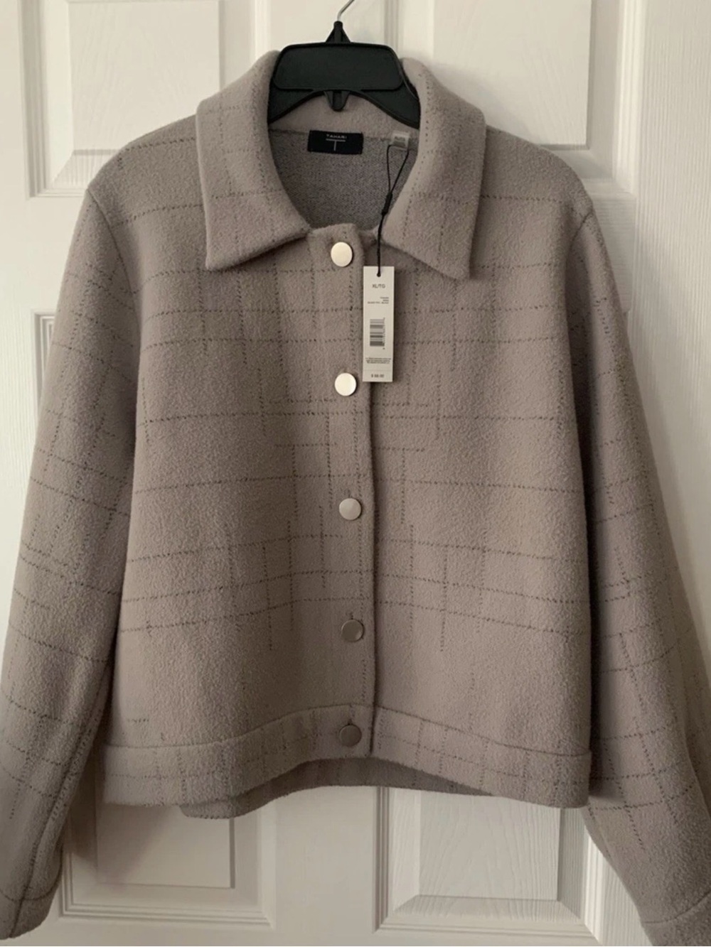 Tahari Plaid Snap-Front Jacket Coat size XL NWT